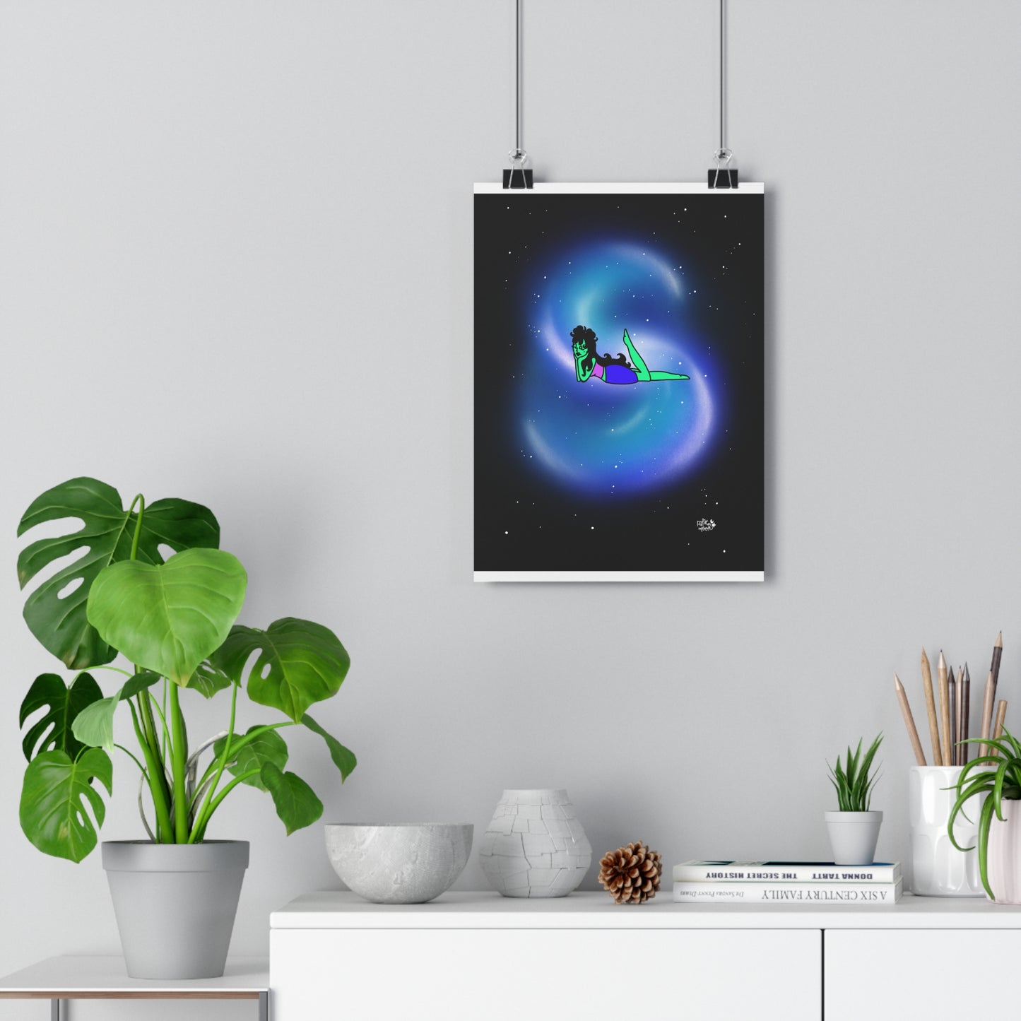 Doodle Space Babe - Giclée Art Print