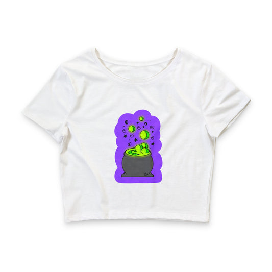 Spooky Neon Green Magic Cauldron - Crop Top