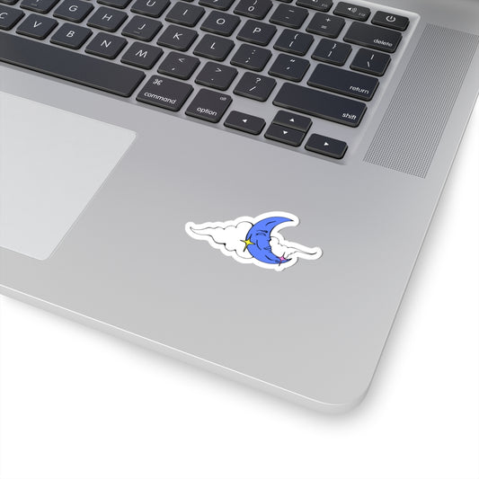 Cloud Crescent Moon Sticker — Cute Cloud Night Sky Kiss-Cut Decal