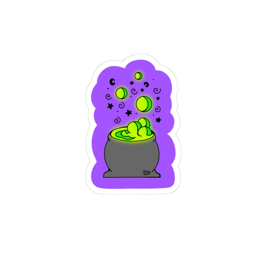 Spooky Neon Green Magic Cauldron - Kiss-Cut Sticker