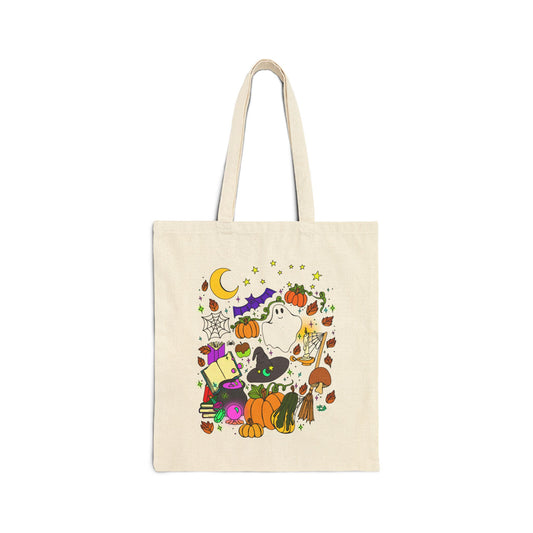 Cozy, Spooky, Clutter Magic - Cotton Canvas Tote Bag