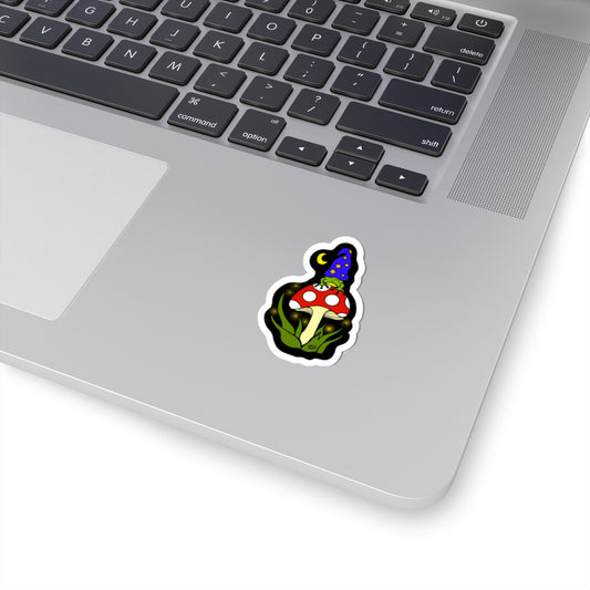 Frog Wizard Mushroom Kiss-Cut Sticker