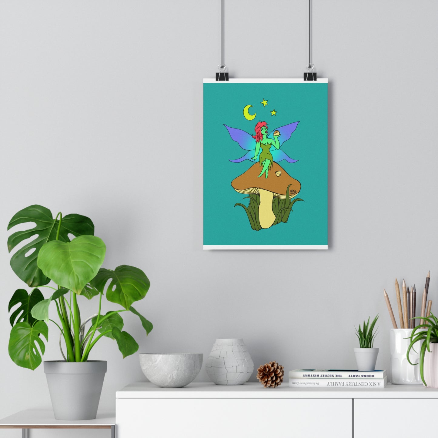 Snackin Fairy Mushroom - Giclée Art Print - Just Fairy
