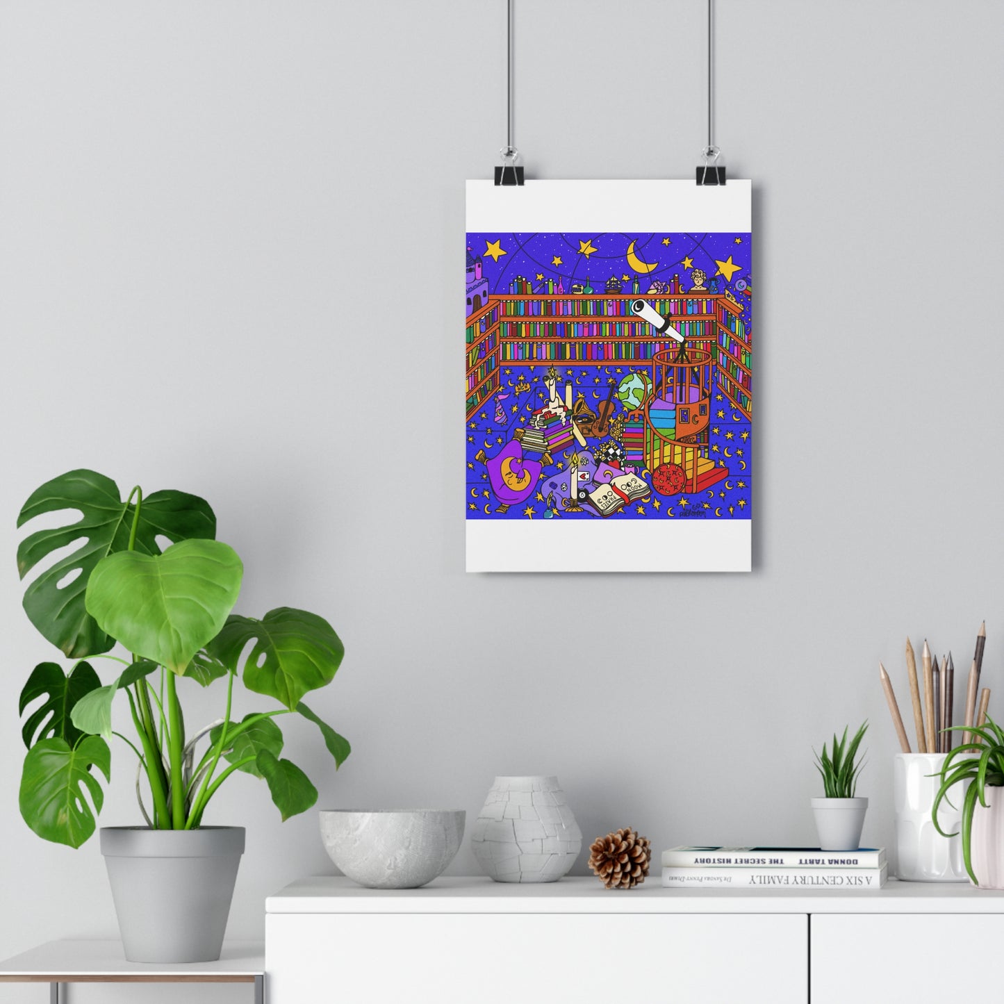 Moon Library Giclee Art Print
