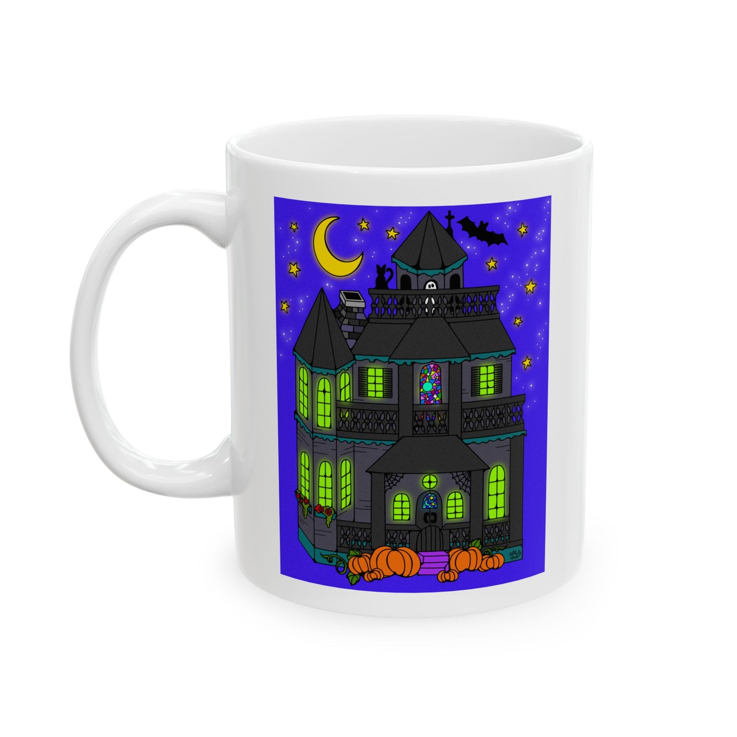 Spooky Neon House - Ceramic Mug