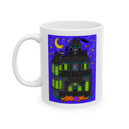 Spooky Neon House - Ceramic Mug