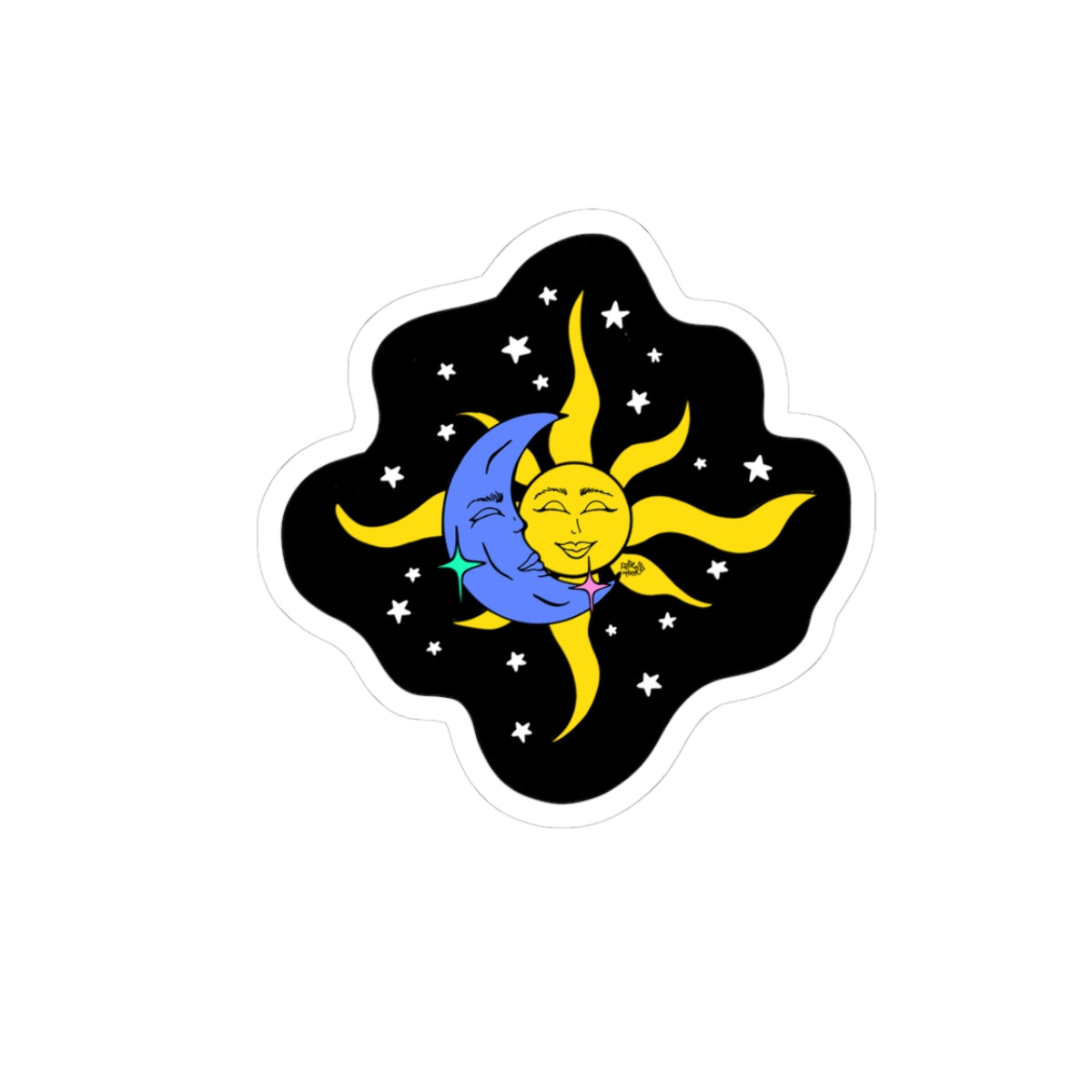 Celestial Black Sun & Moon Kiss-Cut Sticker