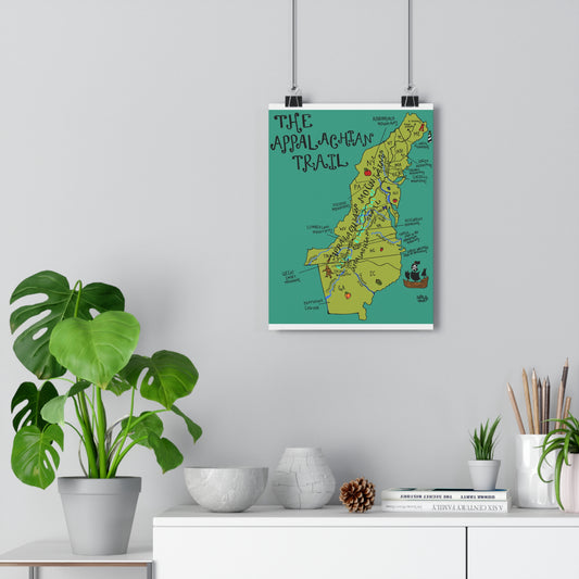 Appalachian Trail Map - Giclée Art Print — Illustrated Hiking Map Poster