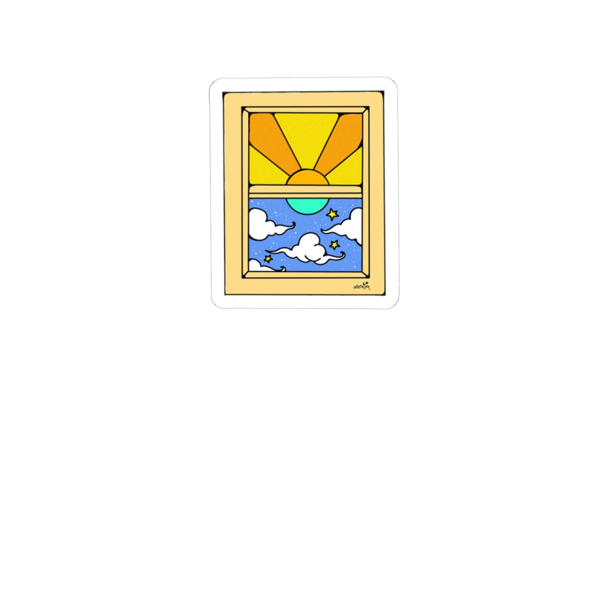 Retro Window Day and Night Sticker