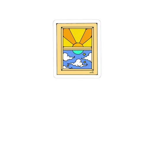 Retro Window Day and Night Sticker