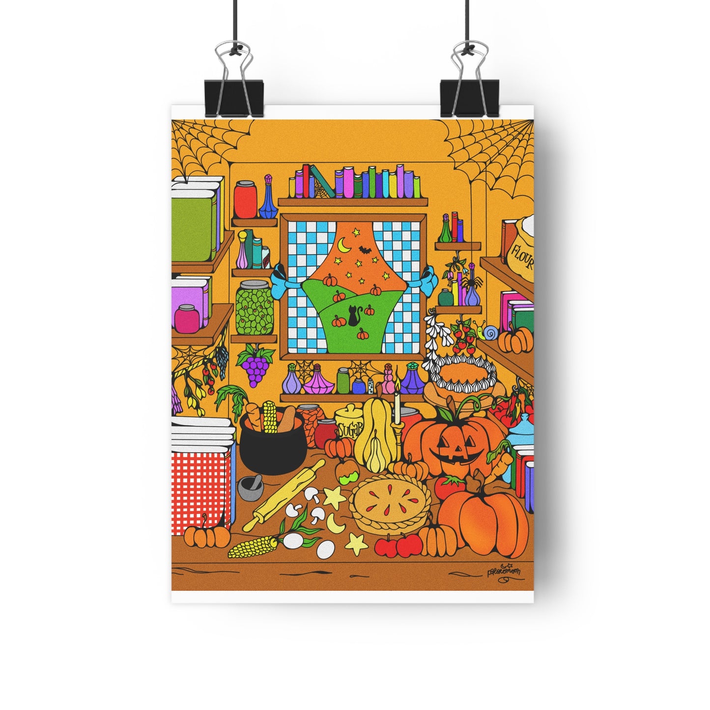 Cozy Spooky Fall Kitchen Art Print