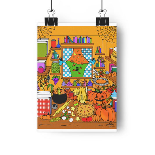 Cozy Spooky Fall Kitchen Art Print