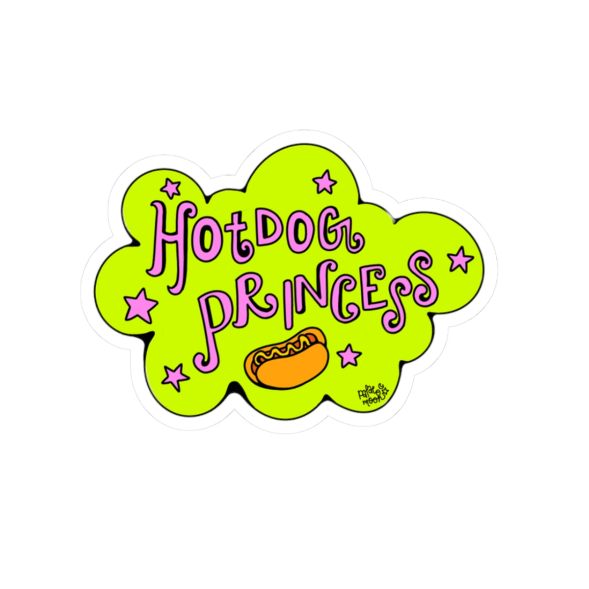 Hotdog Princess Sticker — Cute Neon Kiss‑Cut Laptop Decal