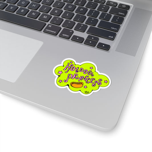 Hotdog Princess Sticker — Cute Neon Kiss‑Cut Laptop Decal