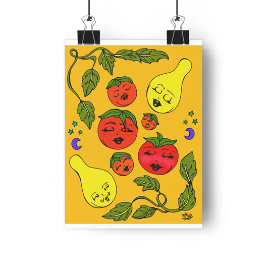 Cute Tomatoes & Basil Still Life Art Challenge — Giclée Art