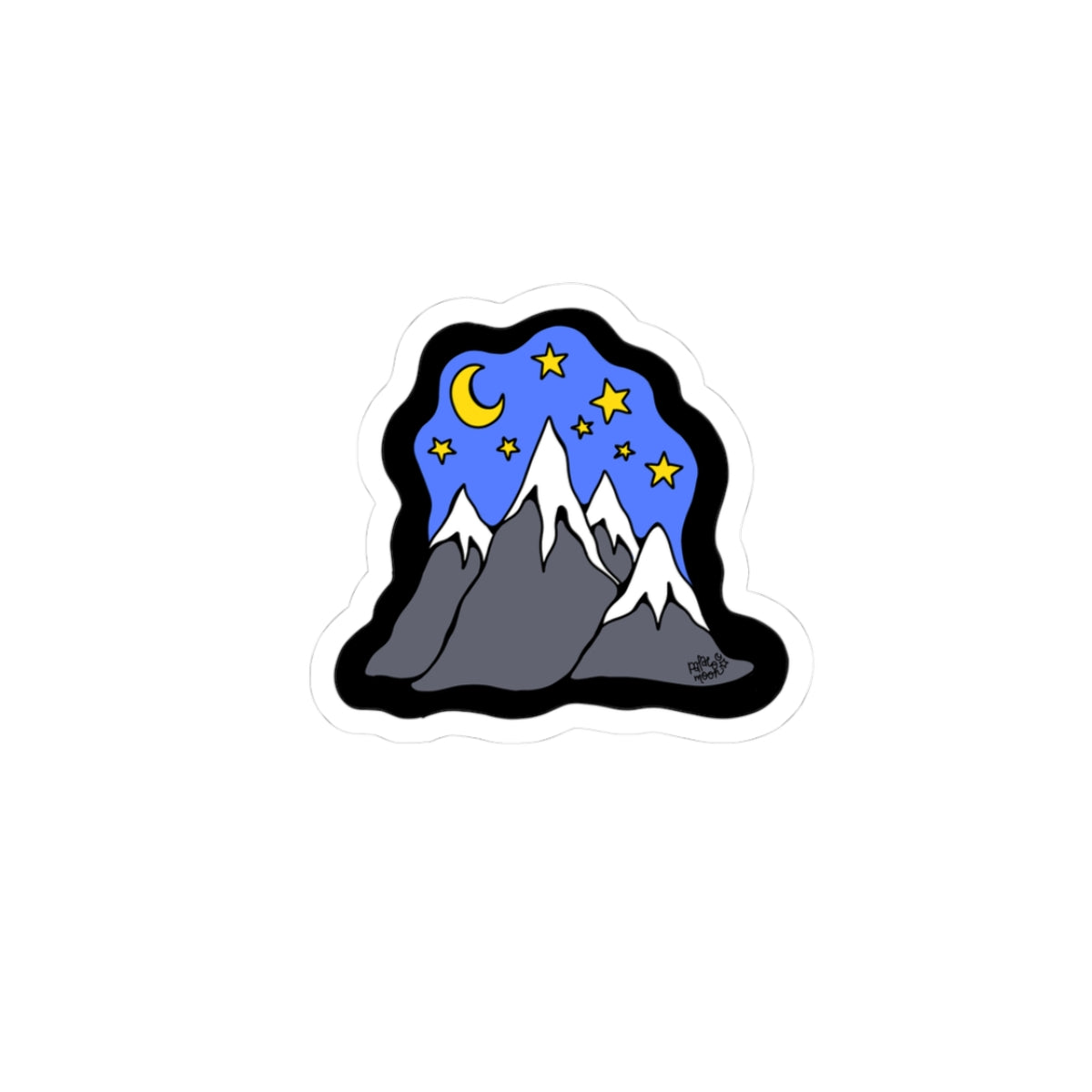 Moon Mountain Night Kiss-Cut Sticker