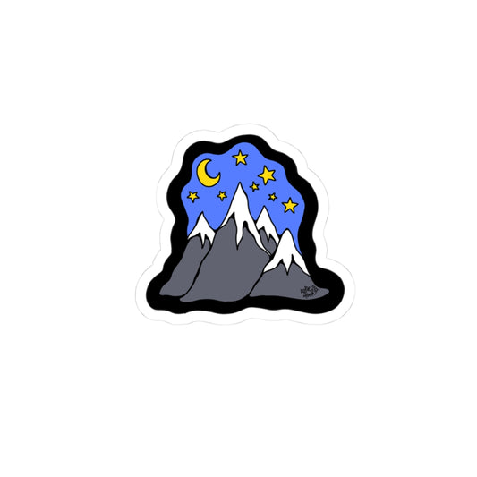 Moon Mountain Night Kiss-Cut Sticker