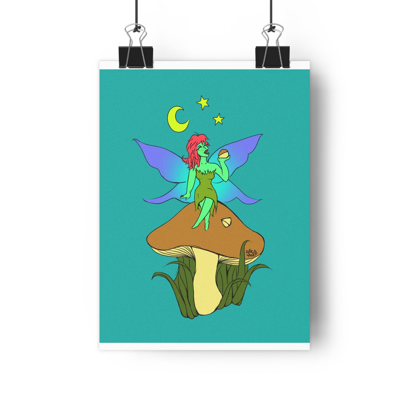 Snackin Fairy Mushroom - Giclée Art Print - Just Fairy