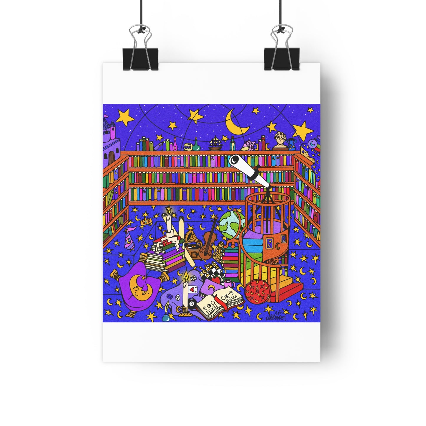 Moon Library Giclee Art Print