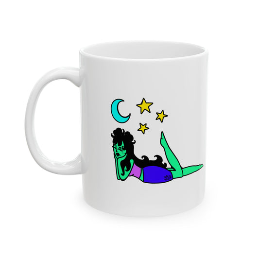 Dreamy Doodle Space Babe - Ceramic Mug