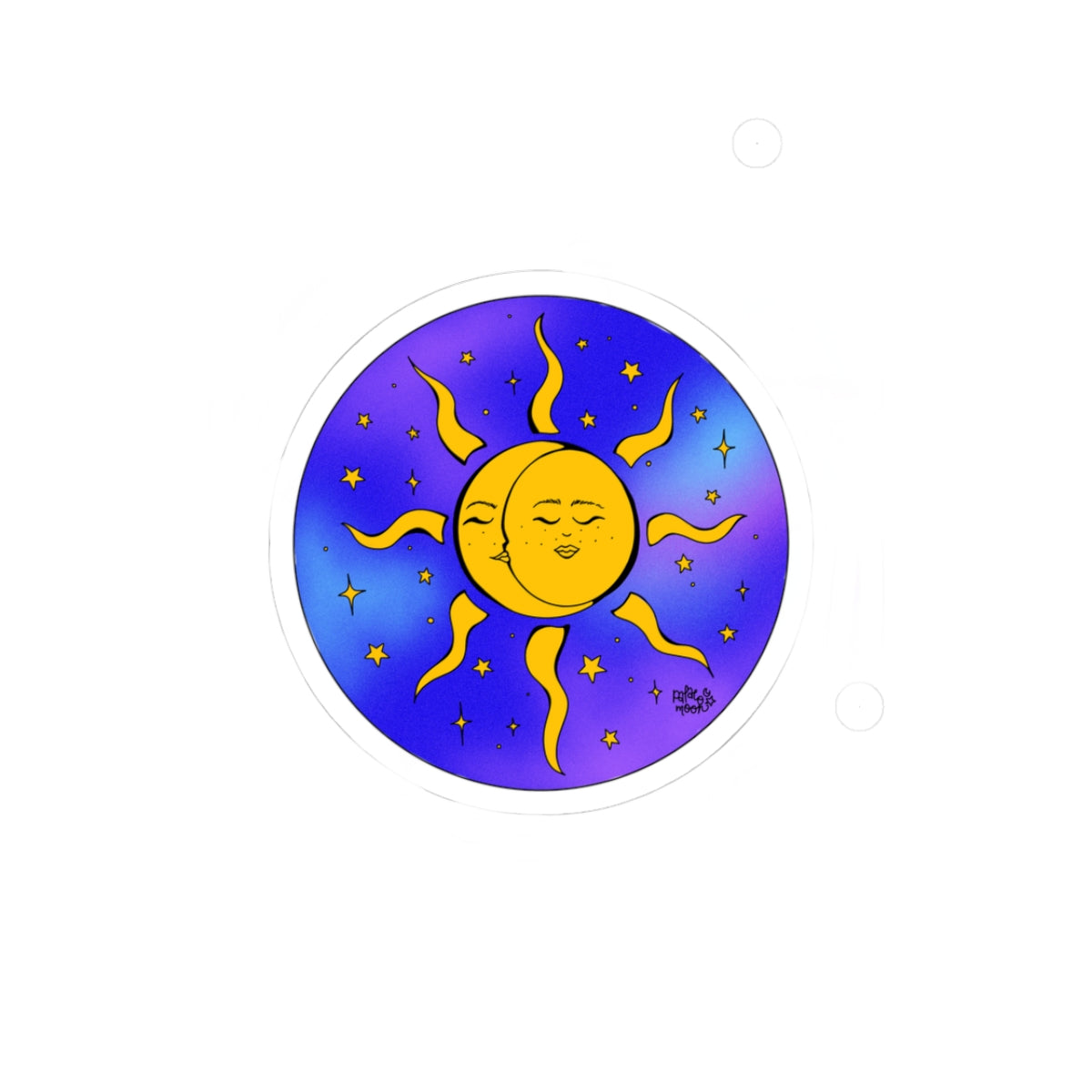 Celestial Sun & Moon Kiss-Cut Sticker — Purple Galaxy Sun Face Vinyl Decal