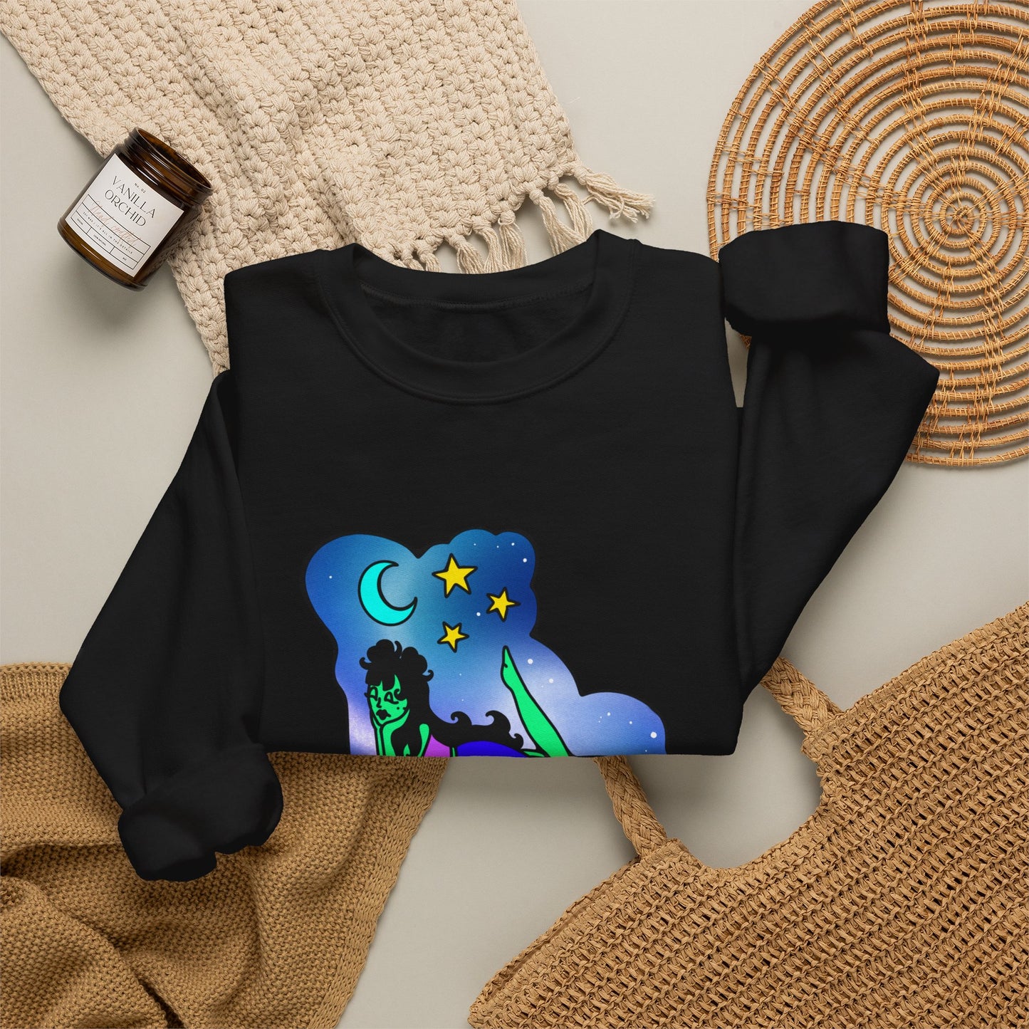 Dreamy Doodle Space Babe - Crewneck Sweatshirt