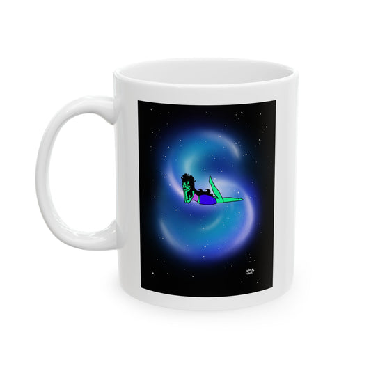 Doodle Space Babe - With Background - Ceramic Mug