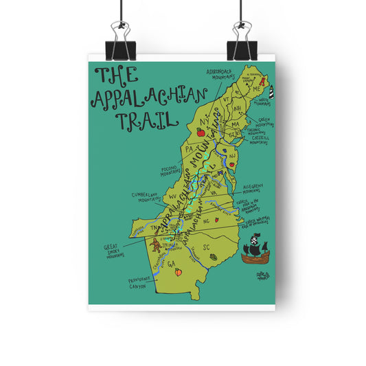 Appalachian Trail Map - Giclée Art Print — Illustrated Hiking Map Poster