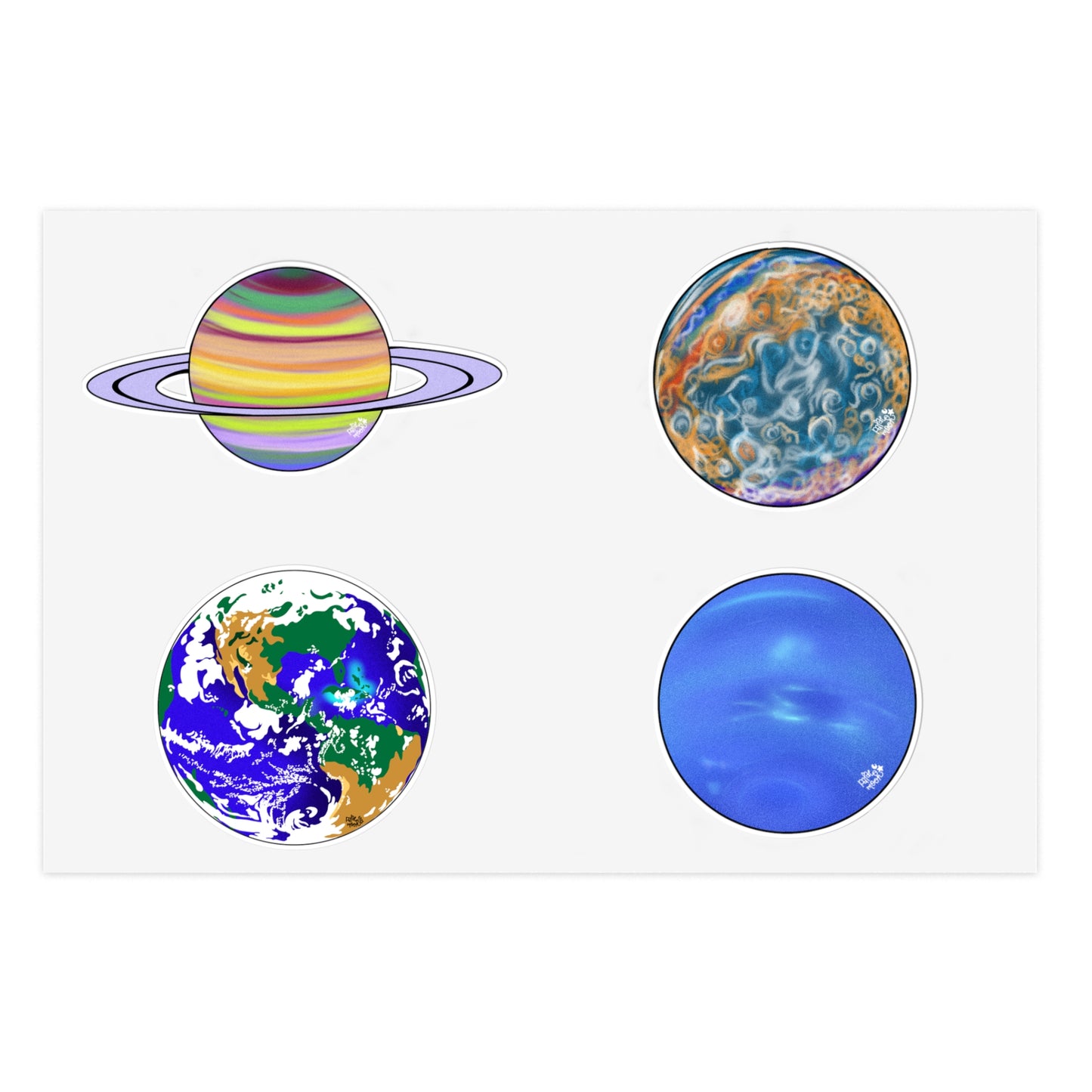 Earth, Saturn, Jupiter, Neptune - NASA - Sticker Sheets