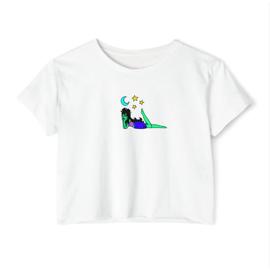 Dreamy Doodle Space Babe - Crop Top