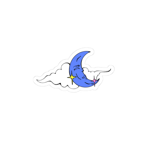 Cloud Crescent Moon Sticker — Cute Cloud Night Sky Kiss-Cut Decal