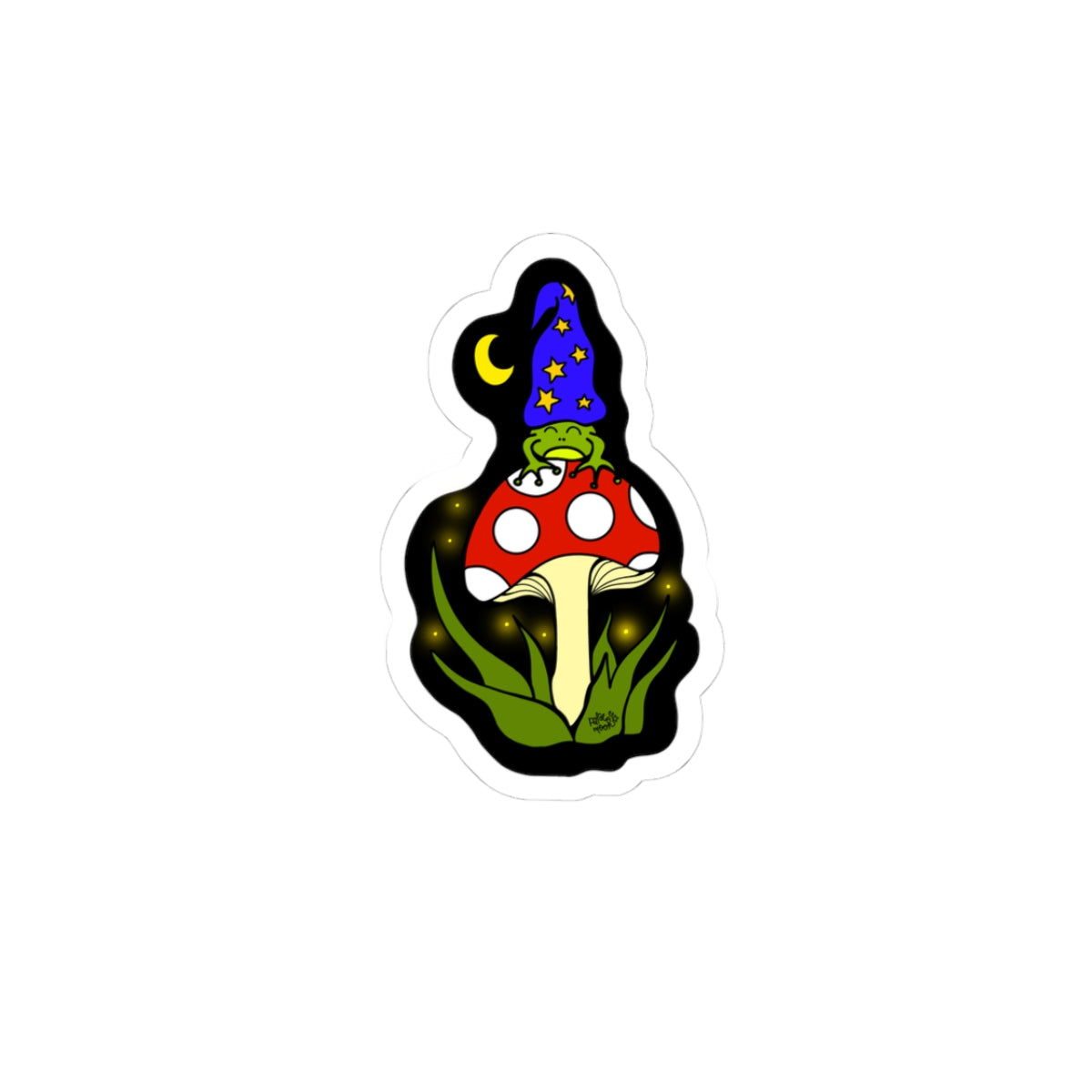 Frog Wizard Mushroom Kiss-Cut Sticker